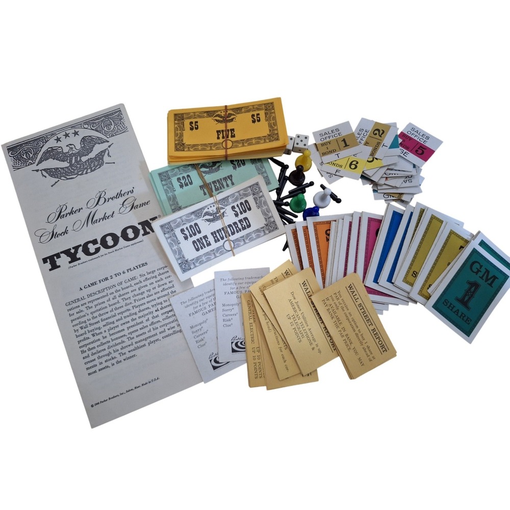Vintage 1966 Tycoon Parker Brothers Stock Market Game Replacement Parts Pieces